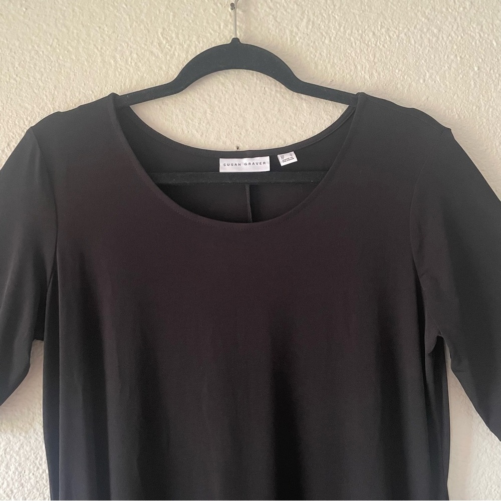 Susan Graver Liquid Knit Slinky Dress Women’s M Black Pull On Stretch Corporate - Picture 4 of 11
